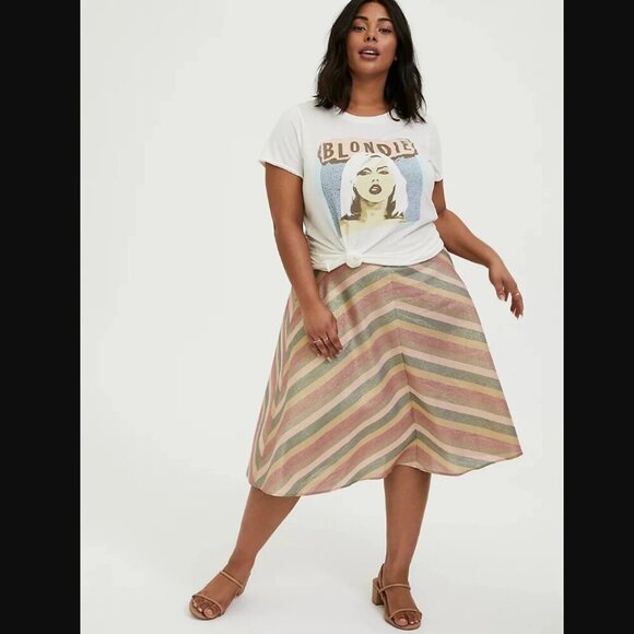 Torrid Multicolor Chevron Lurex A-line Midi Skirt - Picture 2 of 8